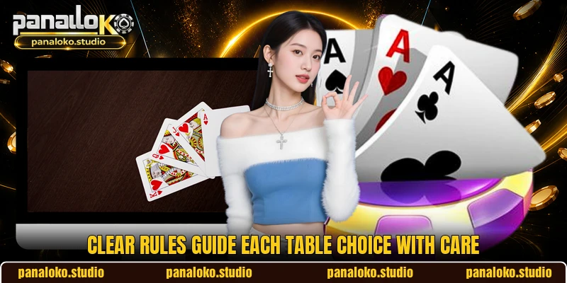 Clear rules guide each table choice with care Clear rules guide each table choice with care