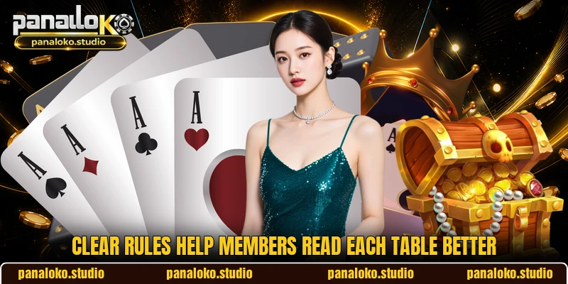 Clear rules help members read each table better Clear rules help members read each table better