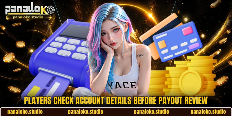 Players check account details before payout review