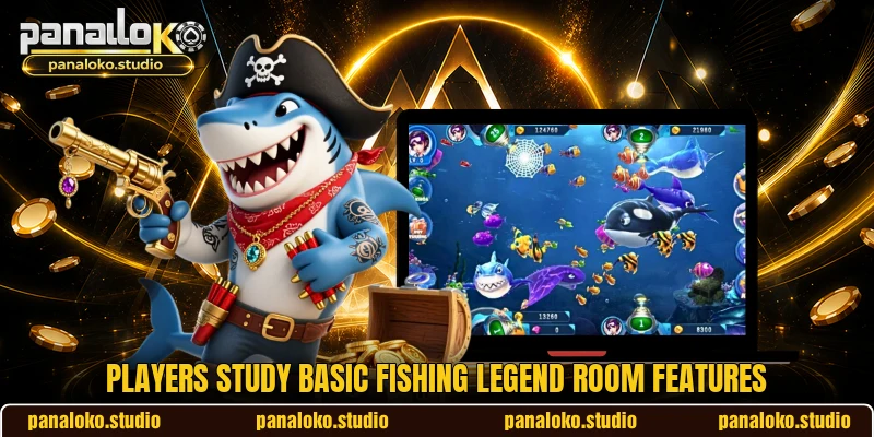 Players study basic Fishing Legend room features Players study basic Fishing Legend room features